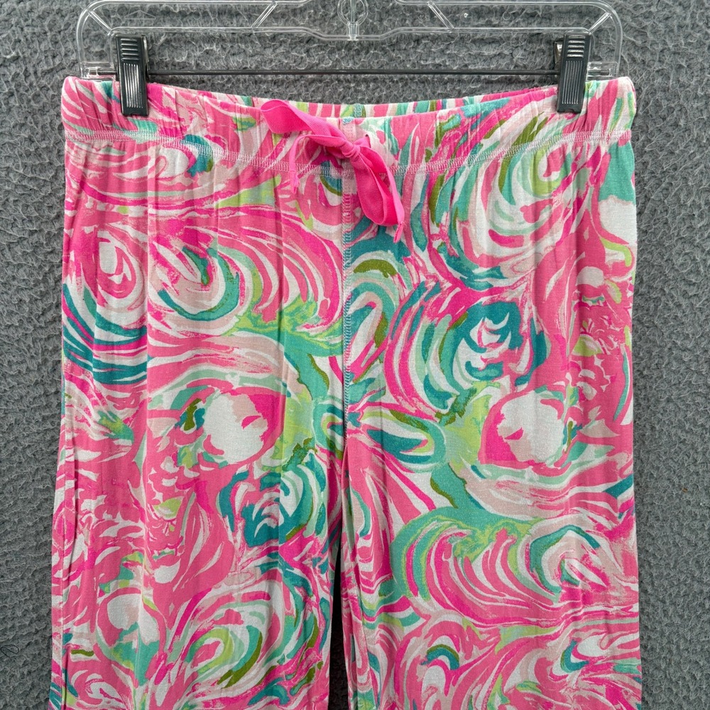 Lilly Pulitzer Pajama Pants Womens Size S Pink Green Swirl Print Knit PJs